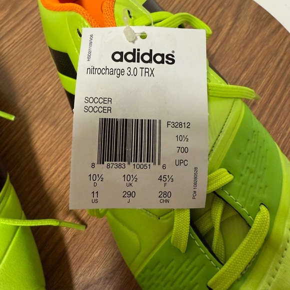 Adidas Men\'s Nitrocharge 1.0 TRX FG Ftball Soccer Solar Lime Cleats RARE Size 11 main image 6